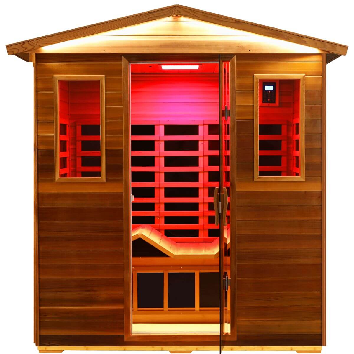 Versa-903VR/T 3 Person Outdoor Full Spectrum Ultra-Low EMF Infrared Sauna Reclining | Mahogany Hot Offer, Red Cedar Limited Stock