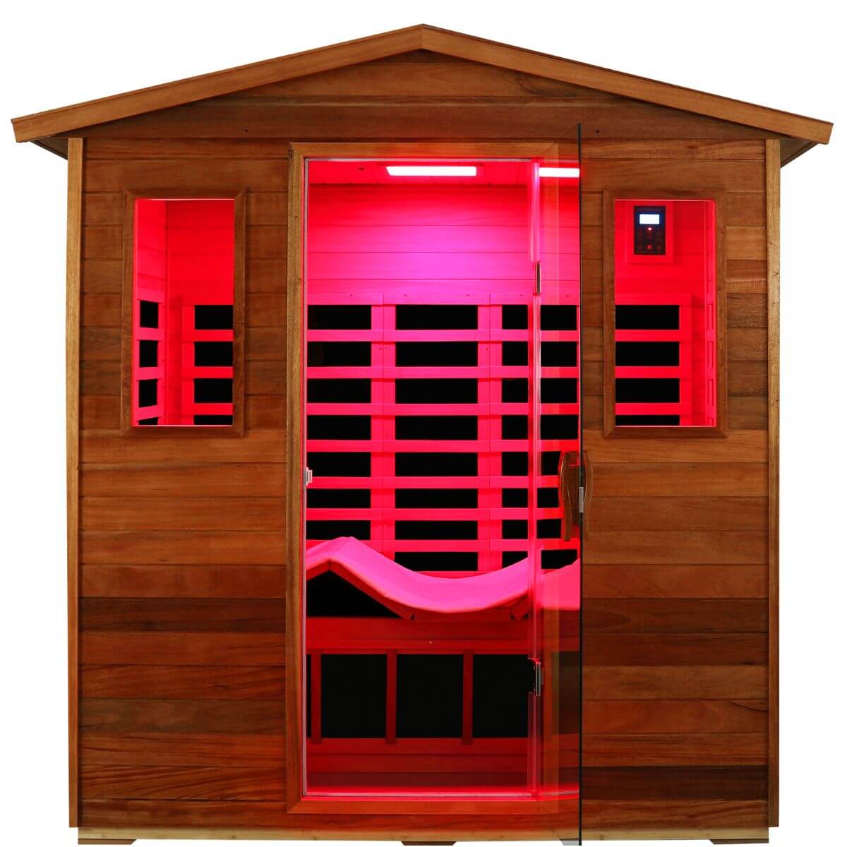 Versa-903VR/T 3 Person Outdoor Full Spectrum Ultra-Low EMF Infrared Sauna Reclining | Mahogany Hot Offer, Red Cedar Limited Stock
