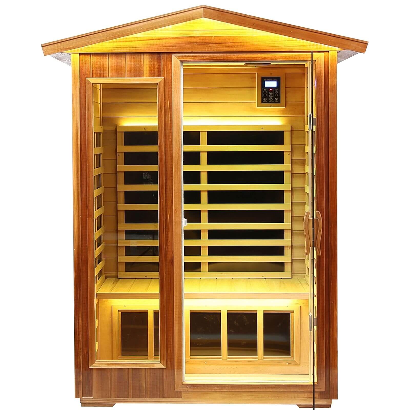 Wearwell-902VR 2 Person Outdoor Ultra-Low EMF Far Infrared Sauna in Red Cedar | Nature's Art, Noble Enjoyment | Value Sale